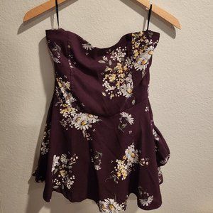 Forever 21 Purple Strapless Romper, Floral (S)